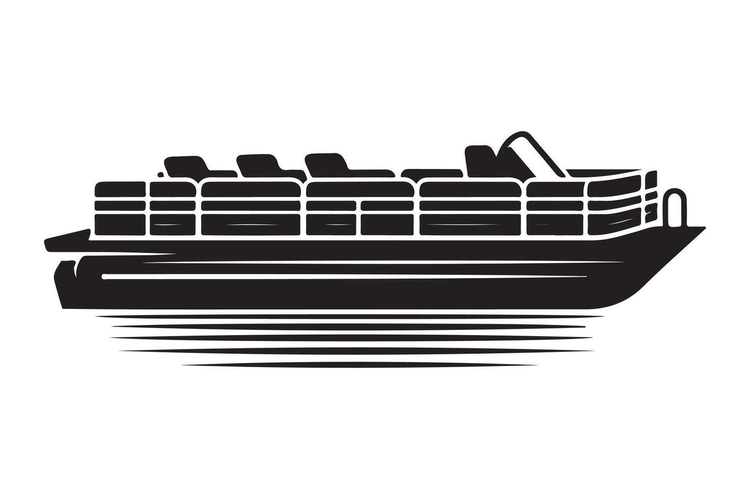 Pontoon Boat Silhouette Illustrations for Adventure, Travel, and Lifestyle Projects vector