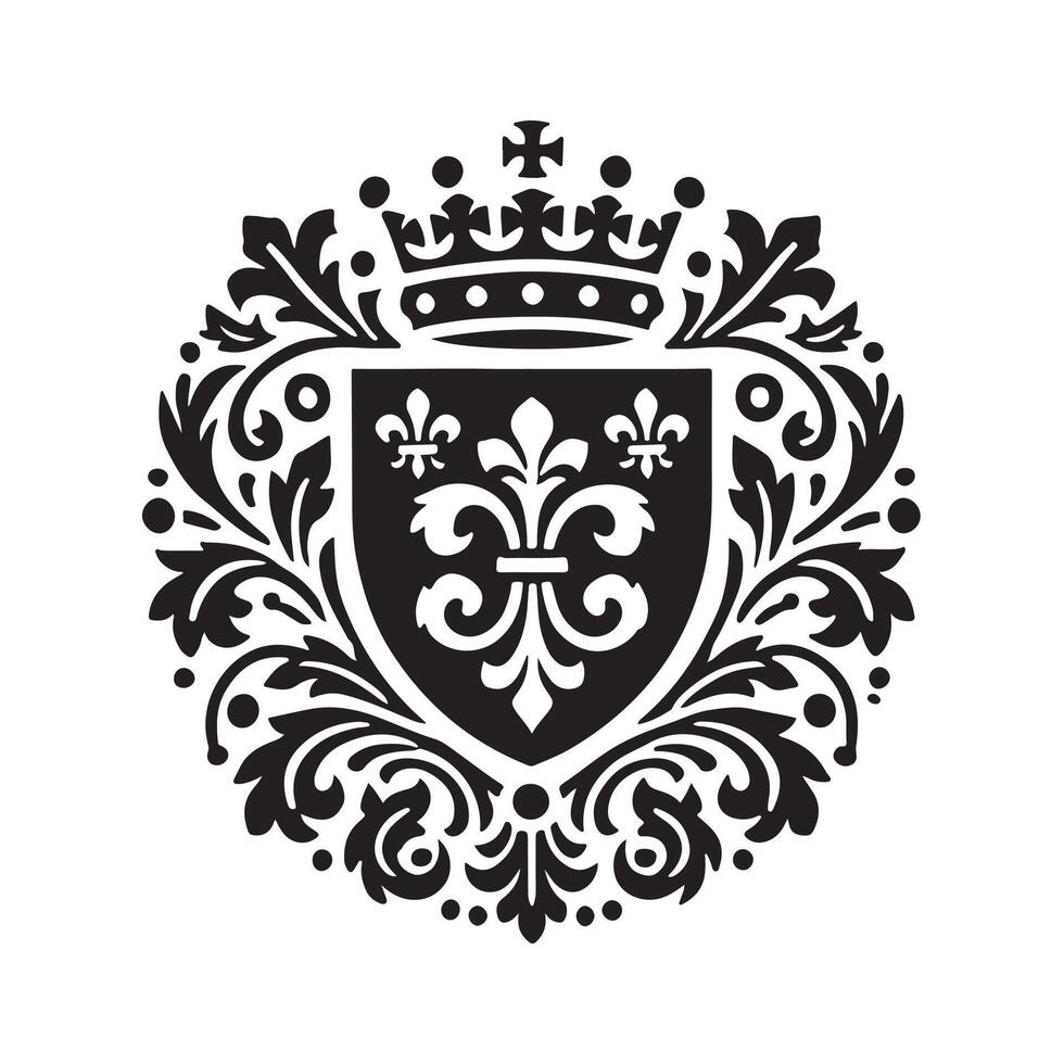 Heraldry Crest Silhouette Illustrations for Shield and Coat of Arms Designs vector
