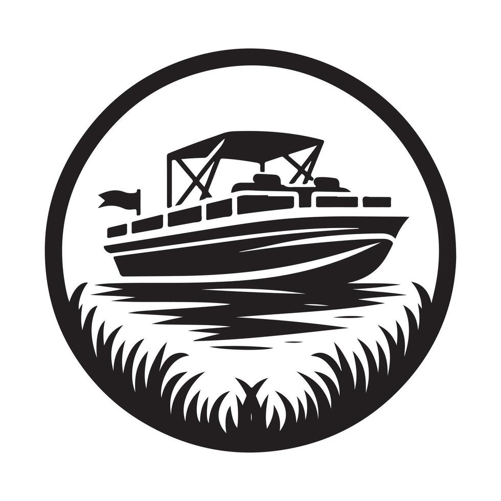 Creative Pontoon Boat Silhouette Vectors for Travel and Lifestyle Branding