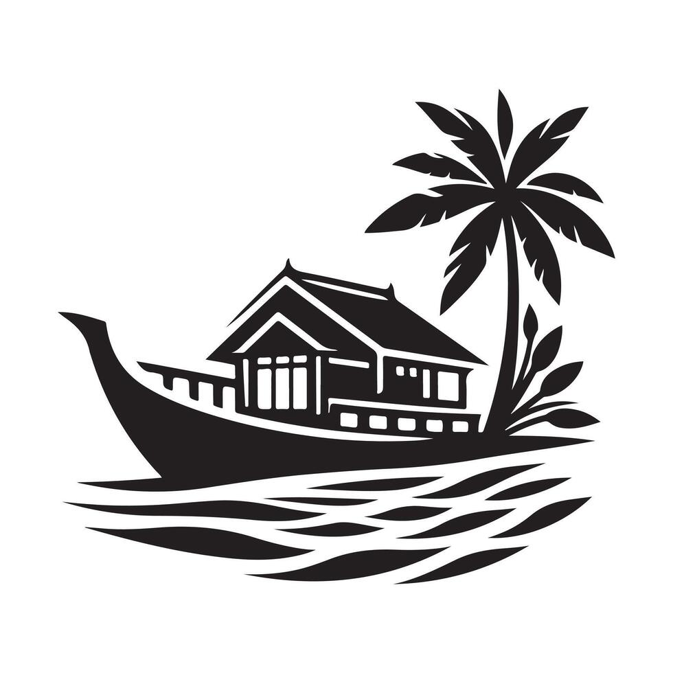 Creative Houseboat Silhouette Illustrations for Custom Invitations and Greeting Cards vector