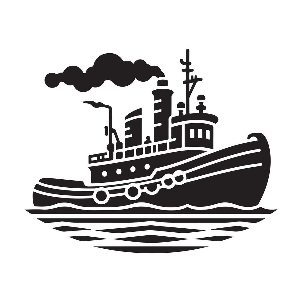 Tugboat Silhouette Illustrations for Branding, Logos, and Iconography vector