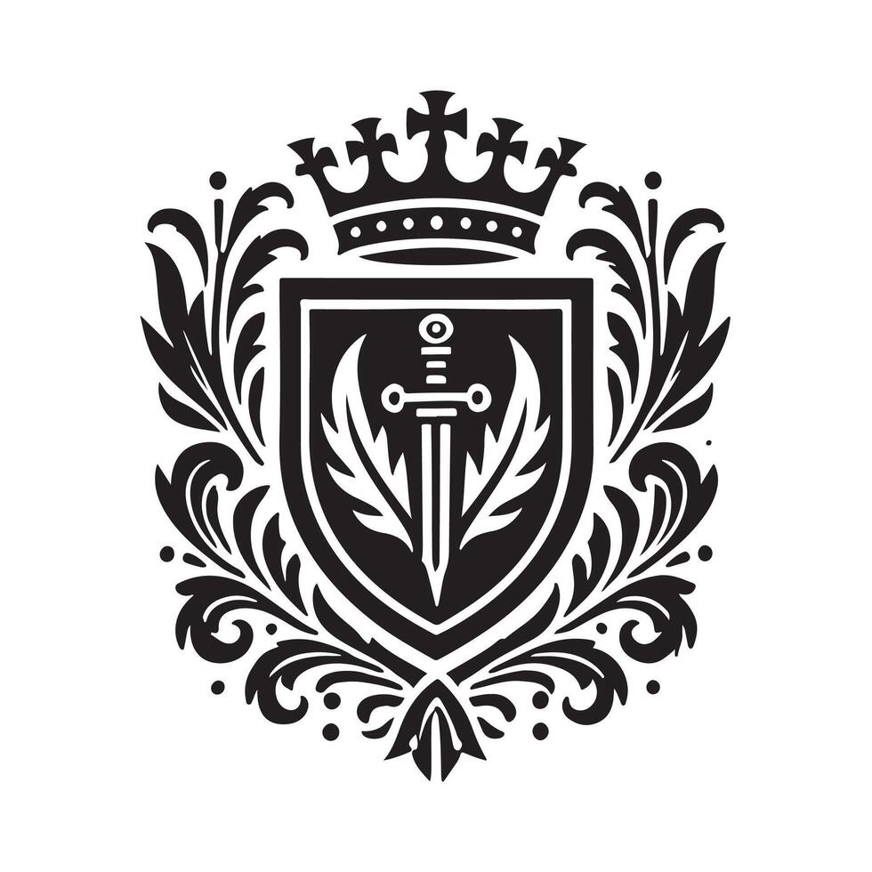 Elegant Heraldry Crest Silhouettes for Custom Invitations and Stationery vector