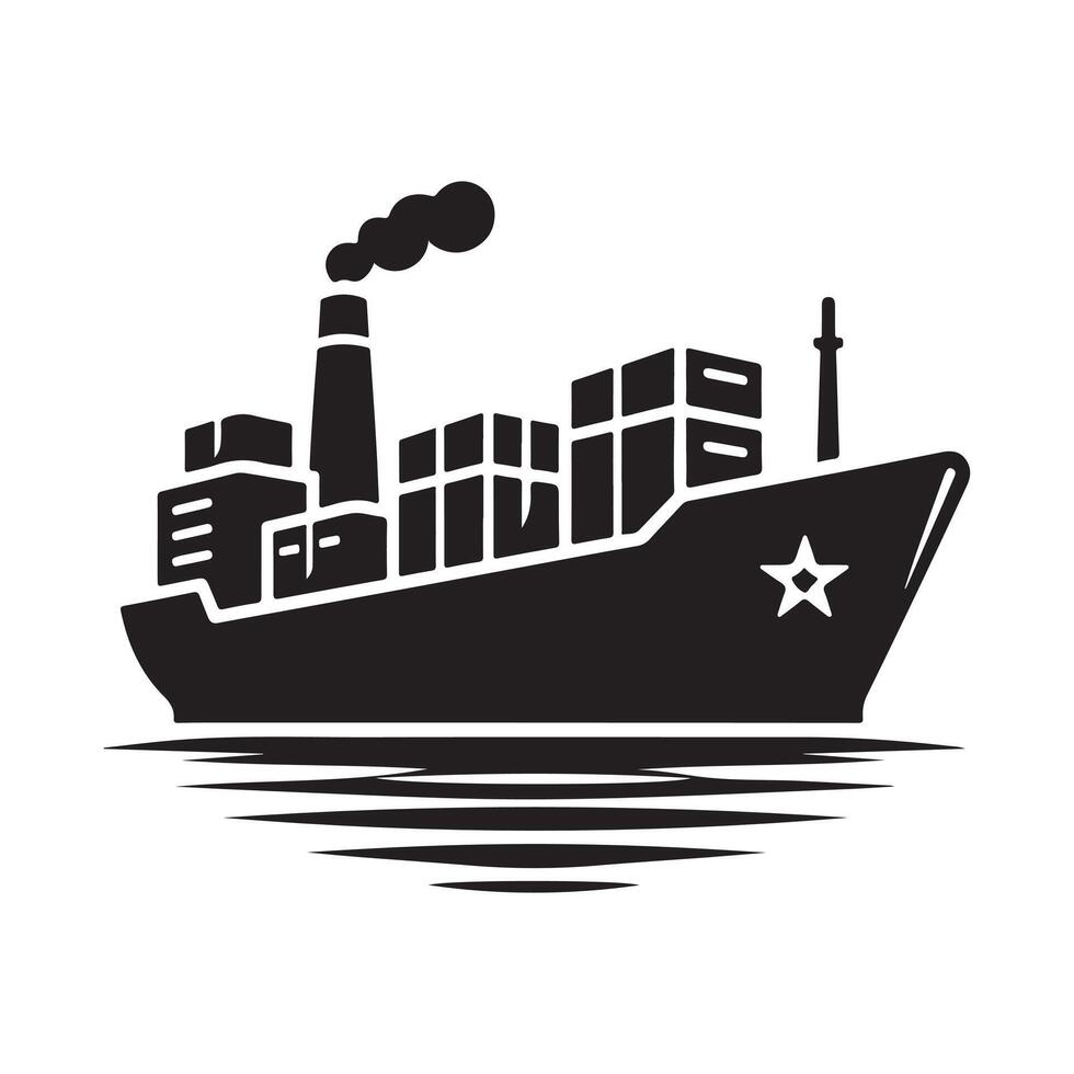 Cargo Ship Silhouette Vectors for Transportation, Shipping, and Freight Graphics