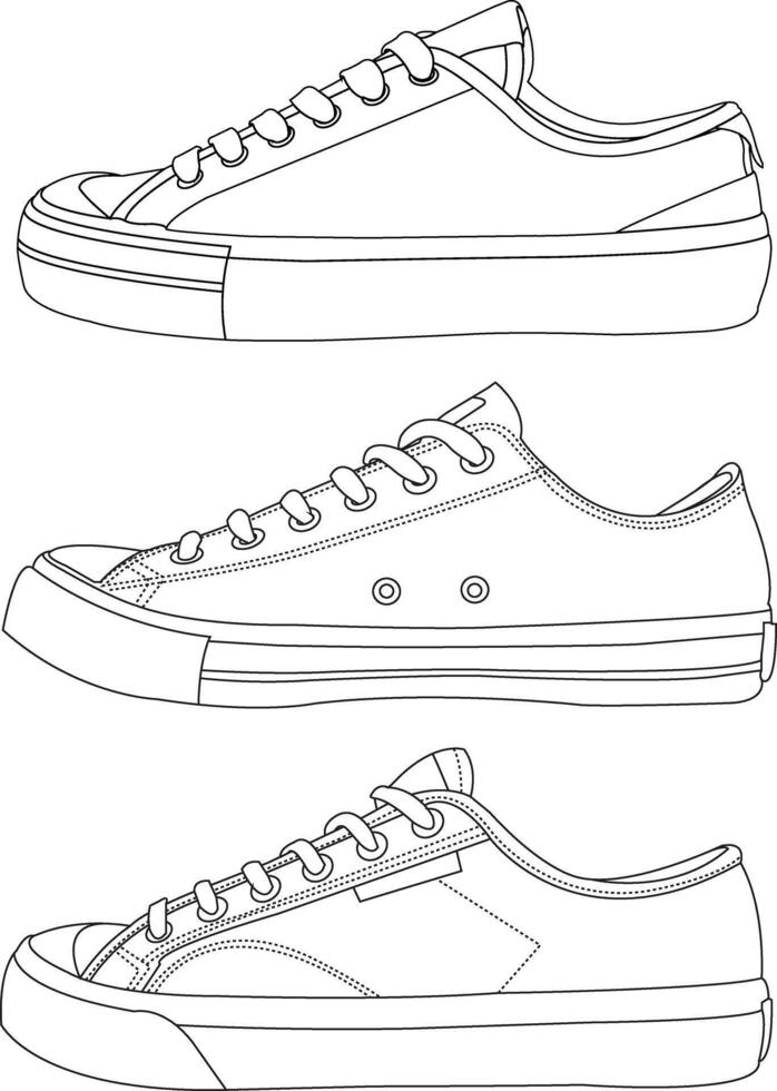collection of Shoes sneaker outline drawing symbol icon. Set of sneaker icon, shoe icon collection, sneaker icon simple Collection Men's footwear, new shoe illustration vector