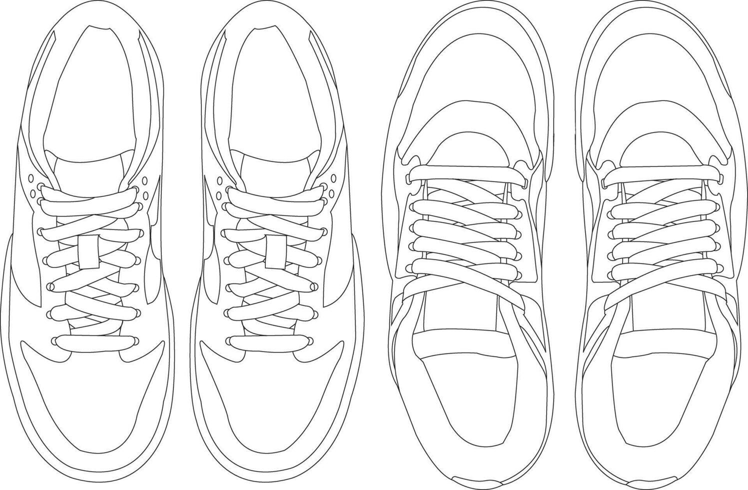 Set of Shoes sneaker outline drawing symbol icon Set of sneaker icon, shoe icon collection, sneaker icon simple Collection Mens footwear, new shoe illustration vector