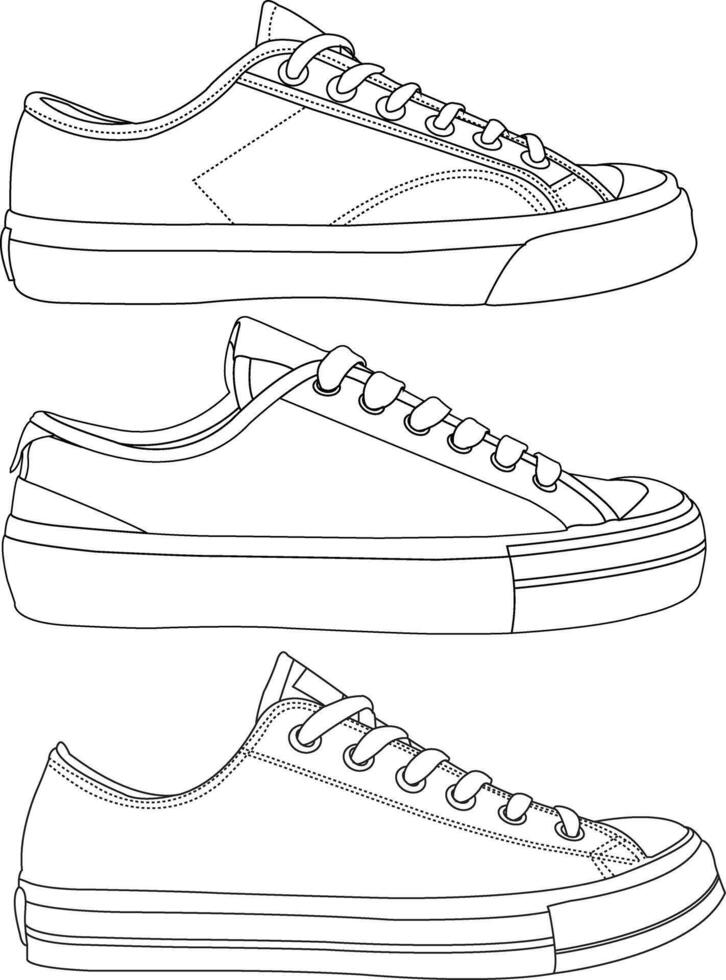 Set of Shoes sneaker outline drawing symbol icon Set of sneaker icon, shoe icon collection, sneaker icon simple Collection Men's footwear, new shoe illustration vector