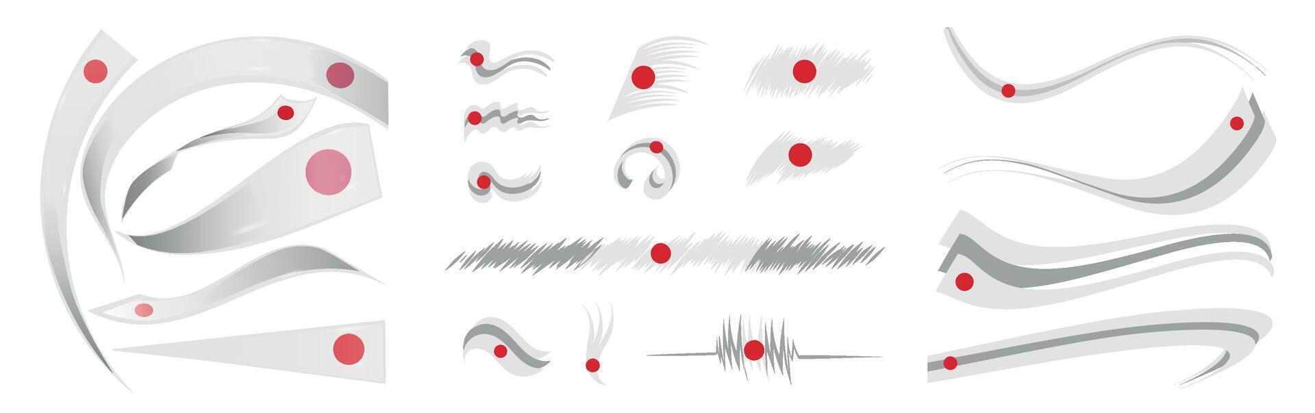 japanese flag set elements, illustration on a white background vector