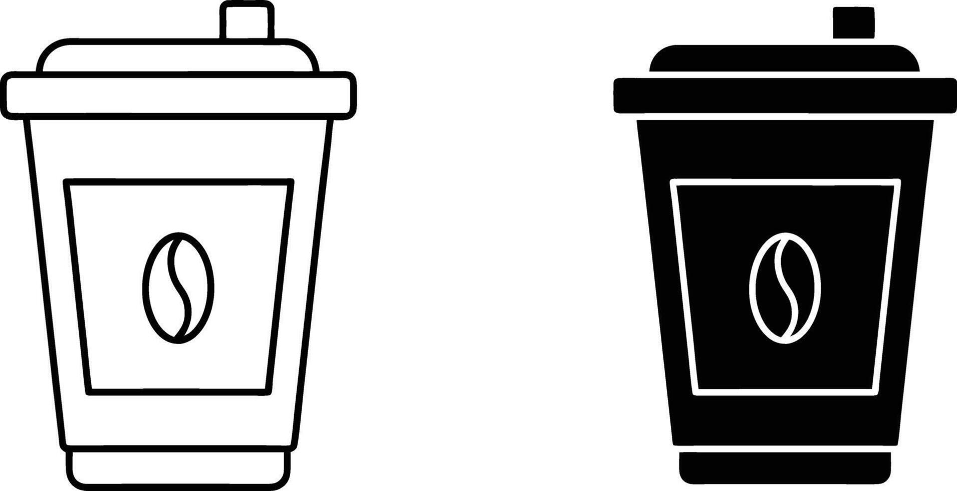 Coffee Cup Icons Outline and Solid Black Beverage Designs vector