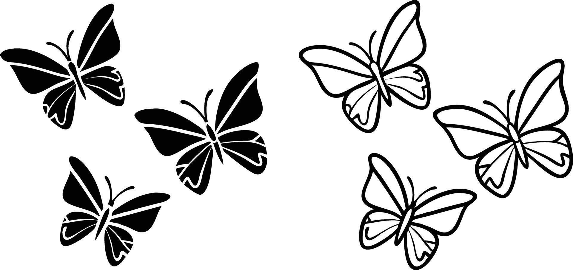 Black and White Butterfly Illustrations Nature, Wings, Insects, Art vector