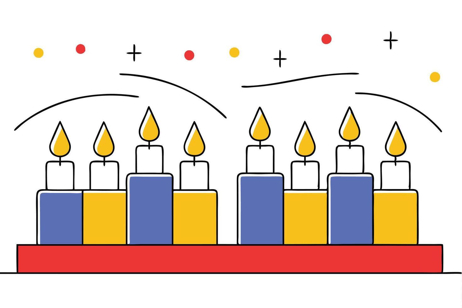 Colorful Hanukkah Candles Celebration Festive Lights Holiday Menorah vector