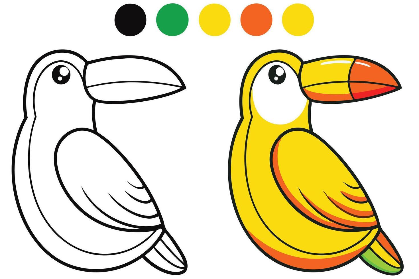 Colorful Toucan Bird Coloring Page Fun Tropical Animal Illustration vector