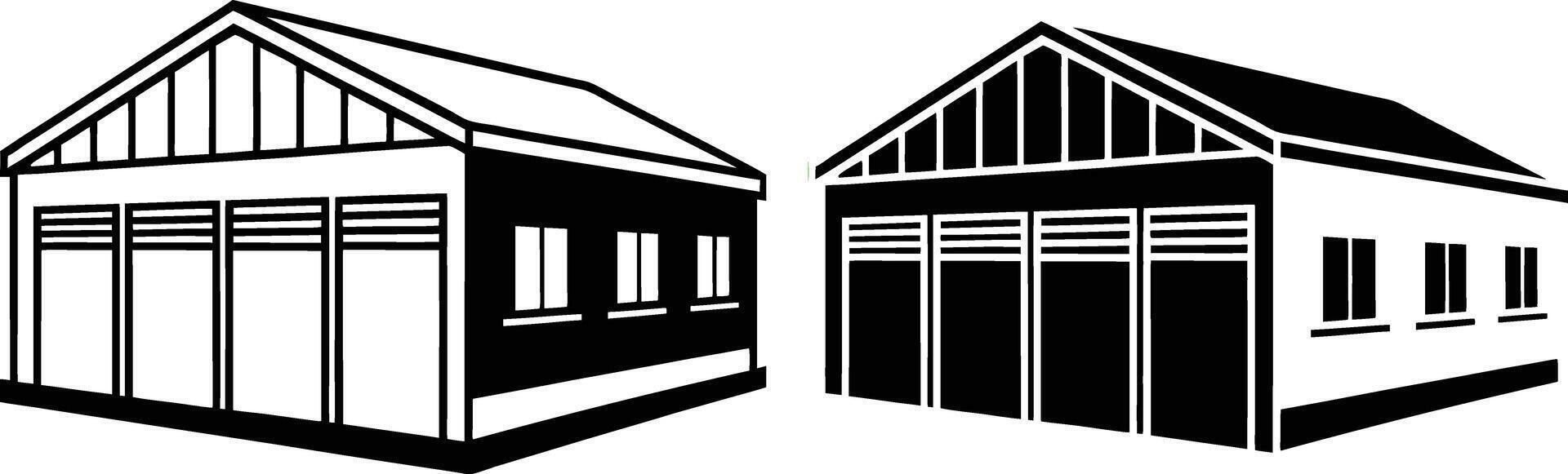 Triple Garage Designs TwoStyle Architectural Building Plans vector