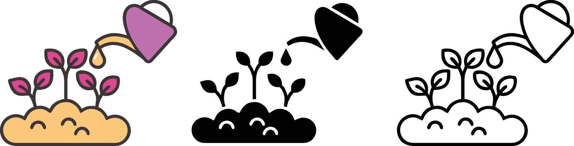 Watering Plants Growth, Sprout, Gardening, Soil, Icons, Care, Seedlings, Nature vector