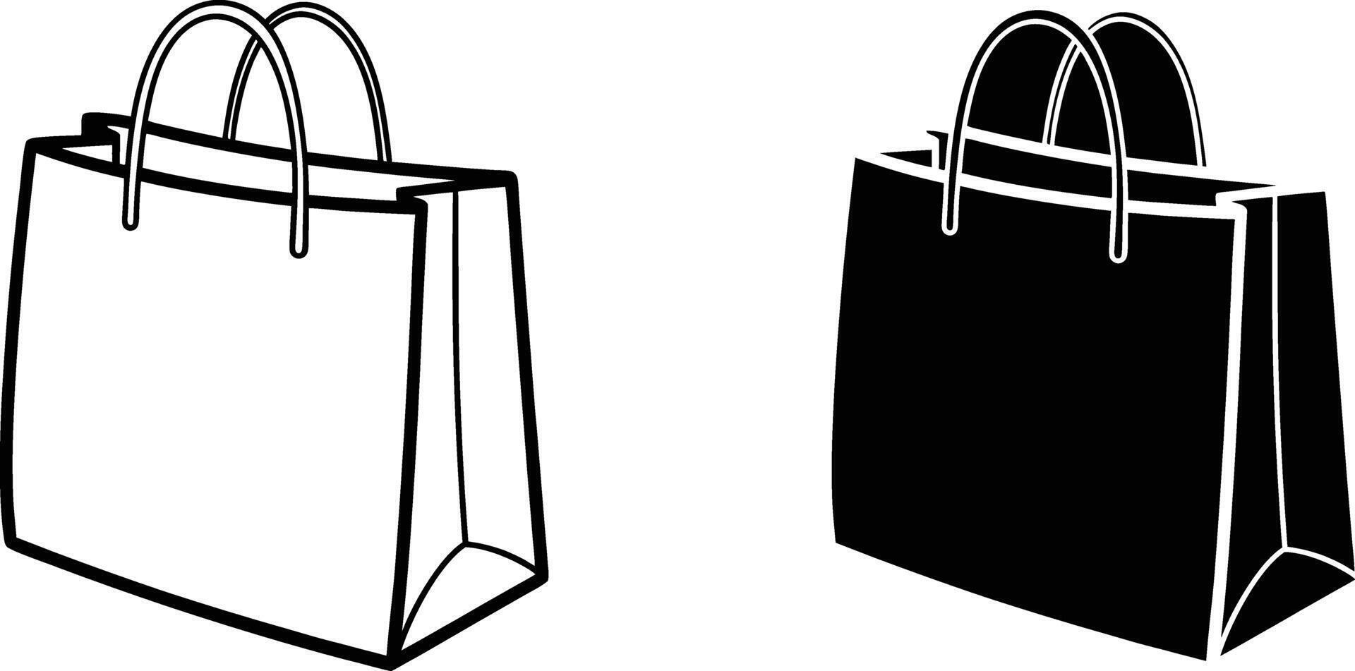 Shopping Bags Black and White Retail Paper Bag Icons vector