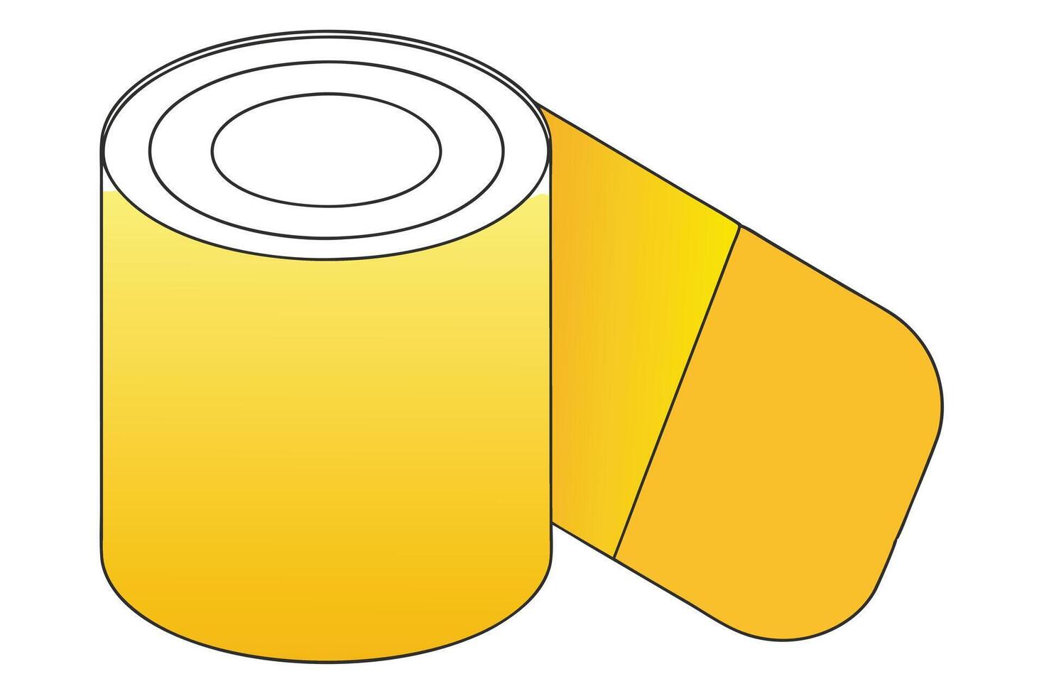 Yellow Rolled Material, Gradient Cylindrical Packaging, Product Design vector