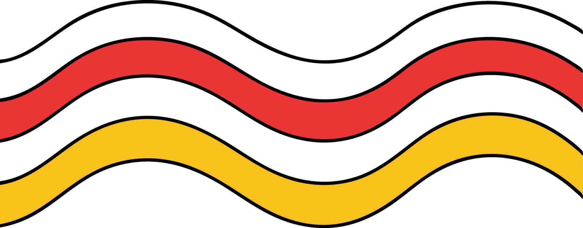 Abstract Wavy Stripes Red, White, Yellow, Graphic Design vector
