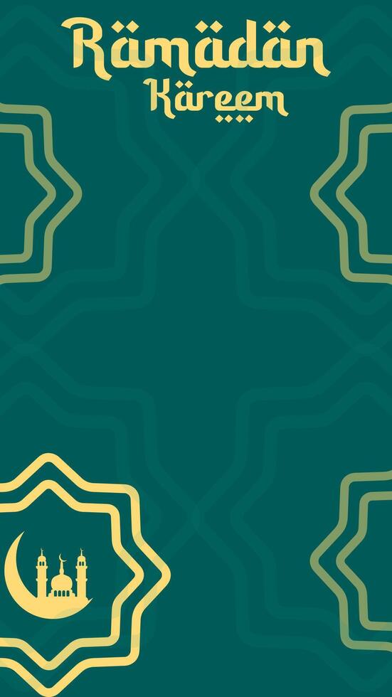 Ramadan mandala theme vertical background. Ramadan banner in green color with moon and mosque. Place for text. illustration in flat design style vector