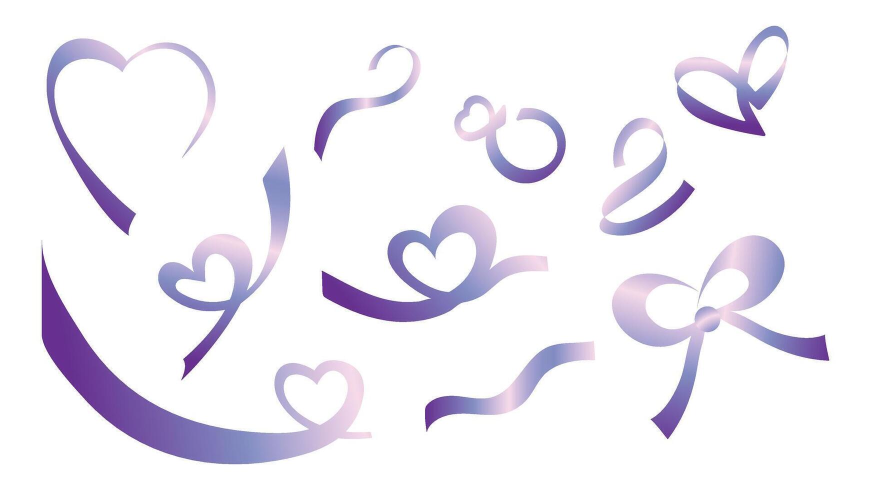 Purple Gradient of Heart shape ribbon Graphic vector