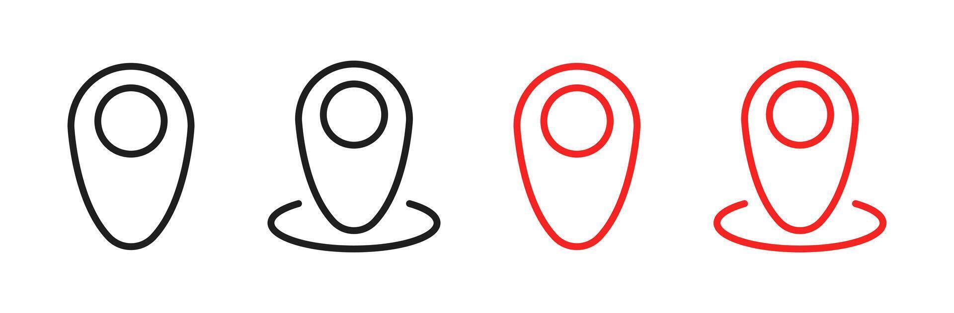 Location or map pin icon symbol set. Map pin line editable stoke vector