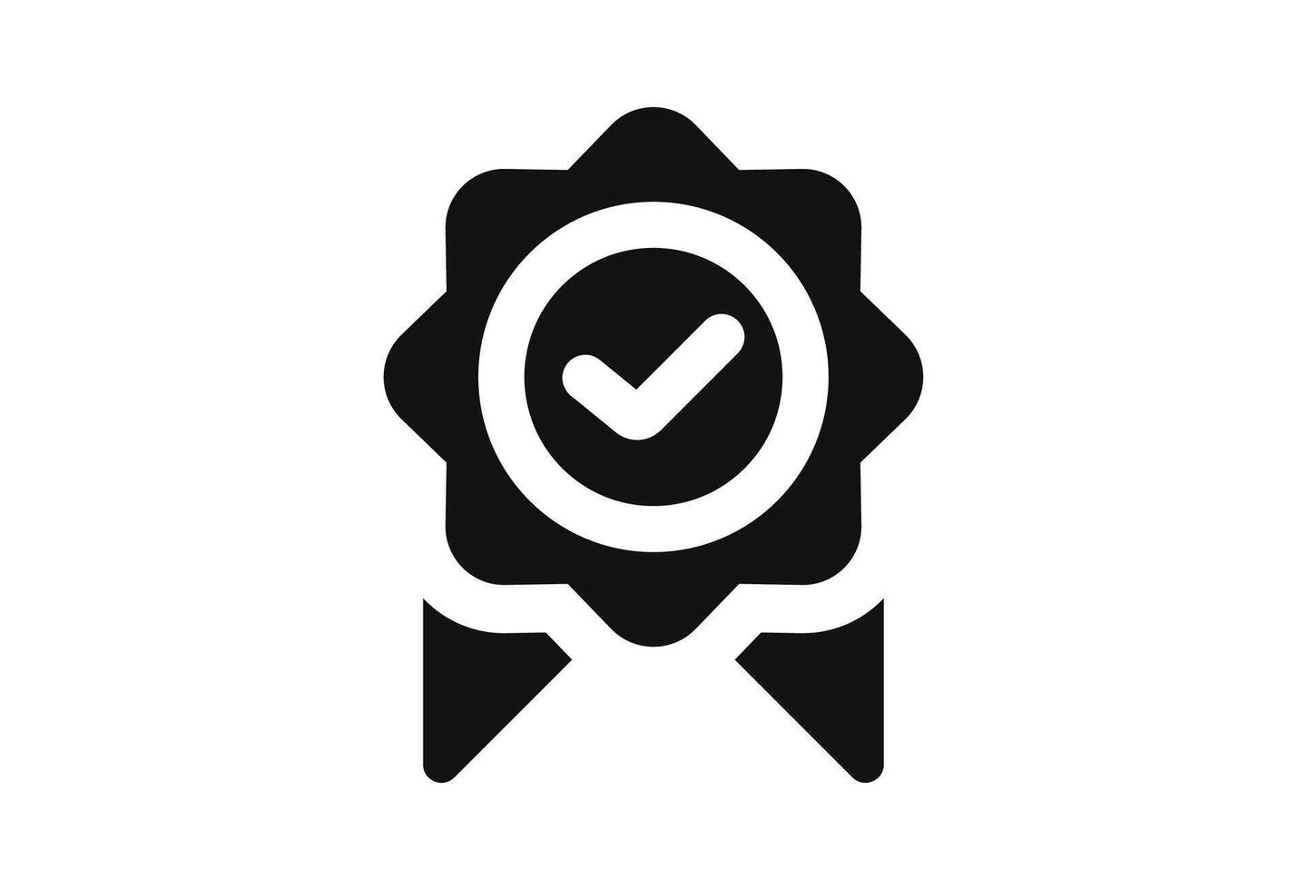 Approved check or certified or verified medal icon. Approval check symbol. Winning award, prize, medal champion, medal or badge. Icon in flat style and line. Certified badge symbol, quality sign vector