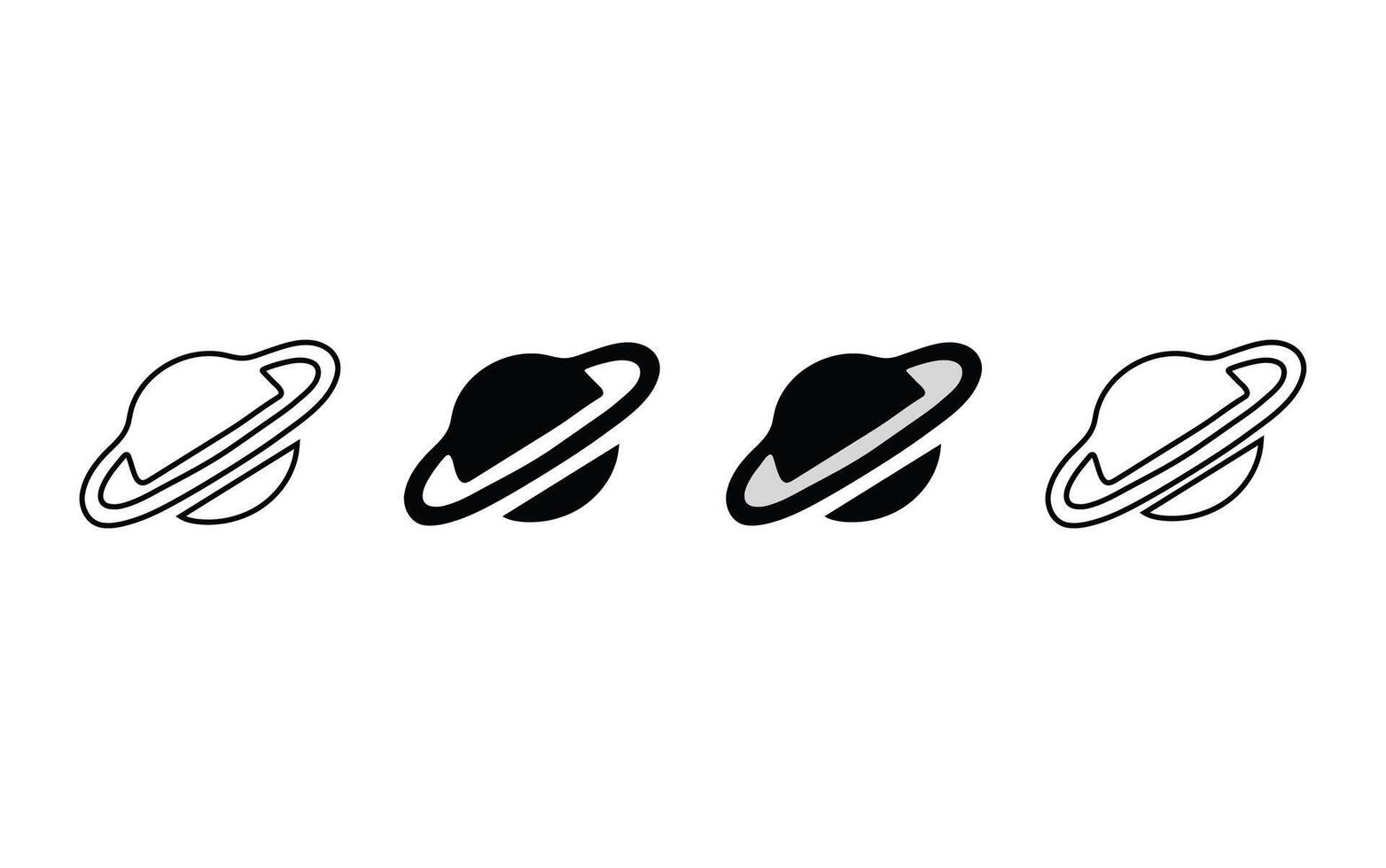 Planet Saturn with planetary ring system flat , silhouette icon isolated on white background. icon for astronomy apps and websites vector