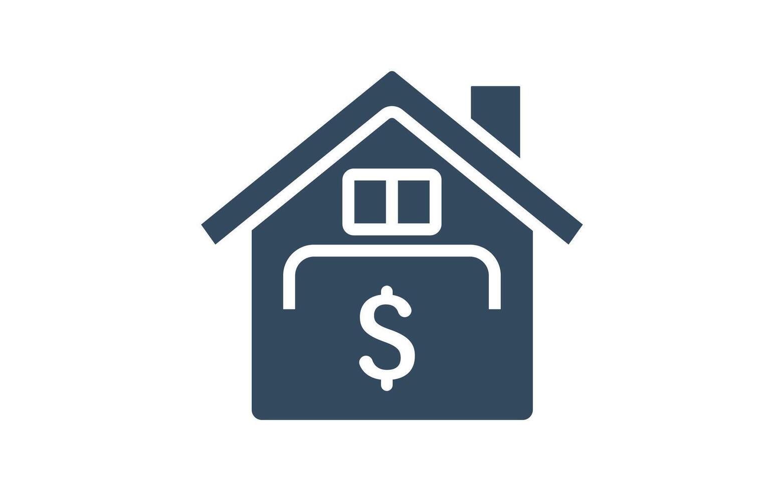 house dollar sign icon on a white background. For sale, information, sell home vector