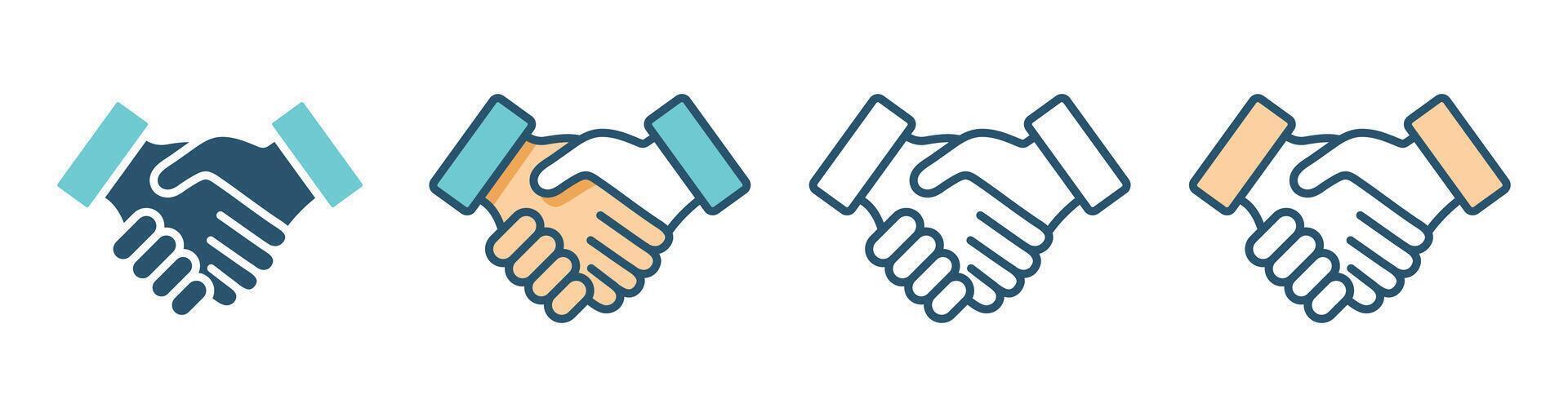 Shake Hands Silhouette Icon set, illustration isolated on white background vector