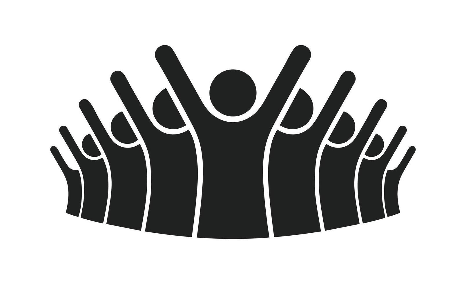 People, human, person thin solid icon set holding hands with their hands raised up. friendly greeting, volunteers, teamwork and support. isolated pictogram on white background vector
