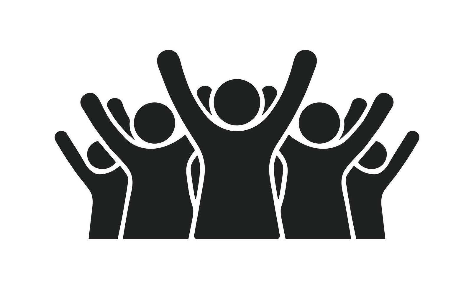 Victory team group solid icon on white background. Containing participants, group, team, organization, community, population, audience, member. illustration vector
