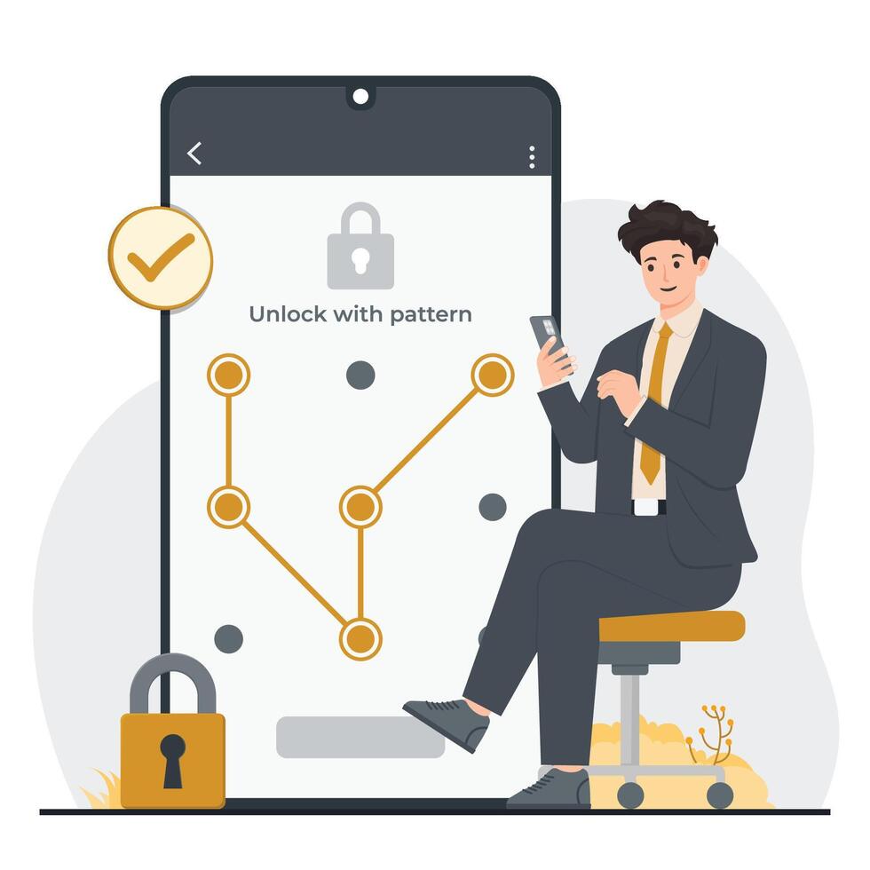 secure access with personalized pattern unlock for enhanced privacy vector