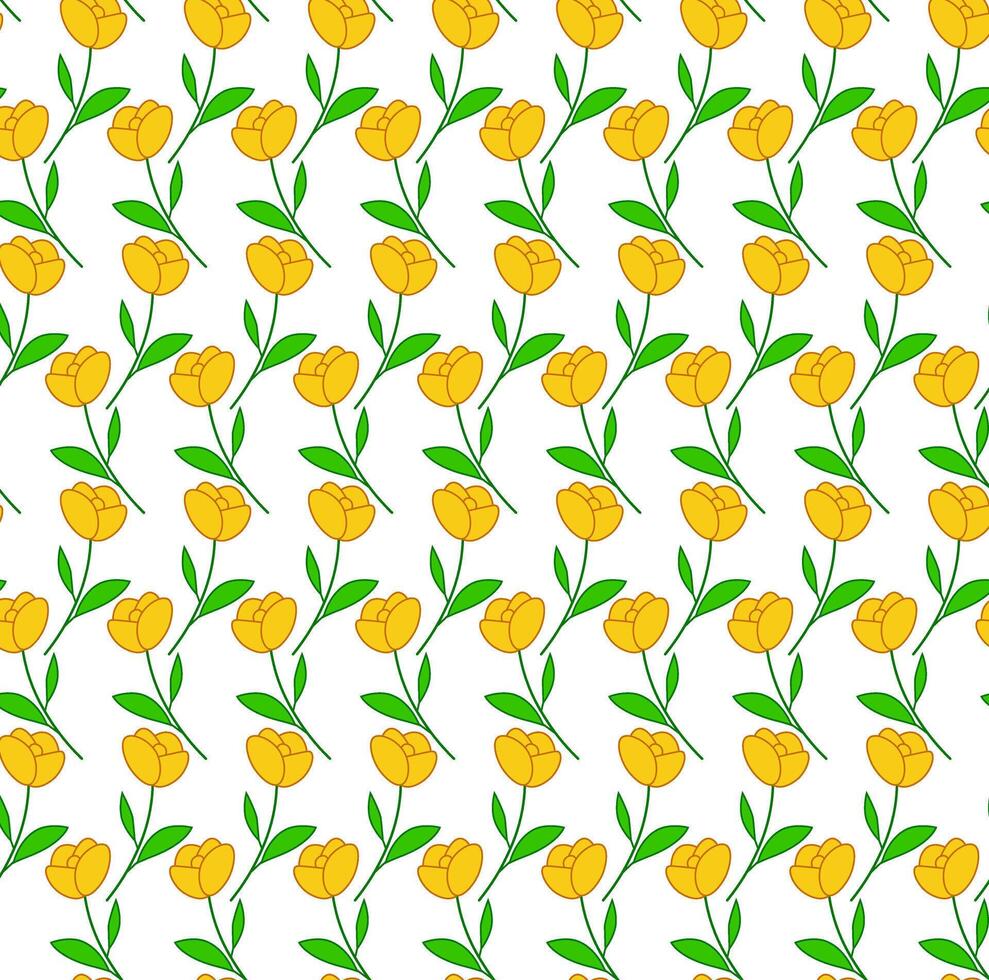 illustration of yellow flowers roses seamless pattern. graphic line illustration on transparent background vector