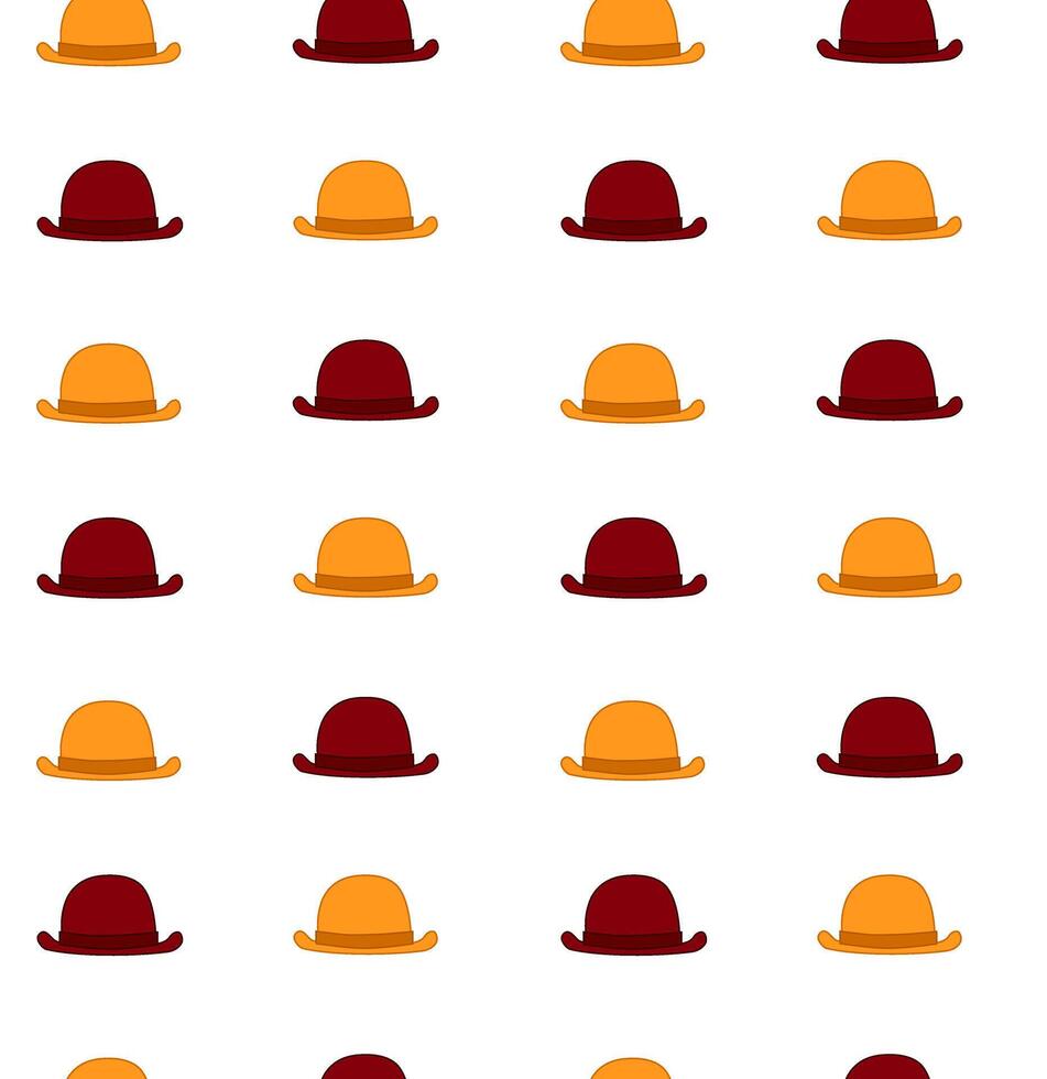 Seamless Pattern with red and yellow hats. Graphic line Background Illustration on transparent background vector