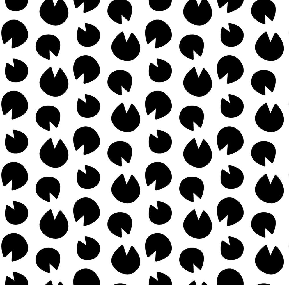 Black and white seamless pattern of shod horse hoof prints in silhouette. Equine footprints. Horseshoes of pony, donkey, mule. Isolated on white background. Print, textile, wrapping paper vector