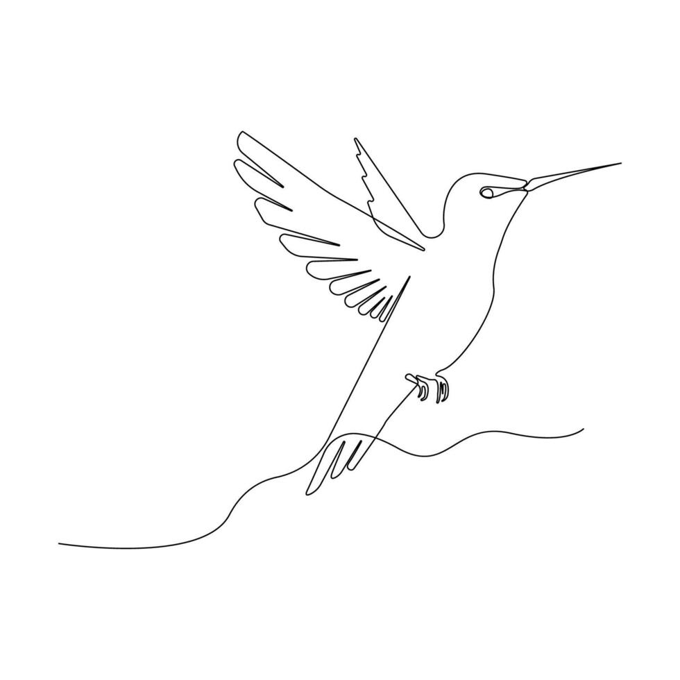 Minimalist hummingbird line art icon. Hummingbird continuous outline . vector