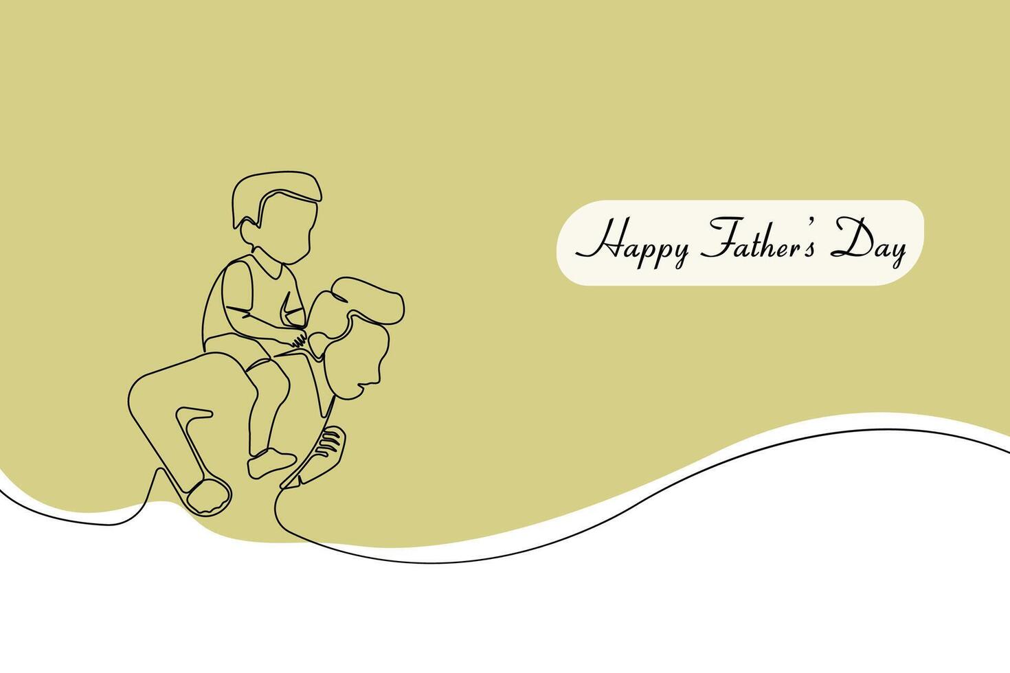 Father carrying his son continuous line drawing. Minimalist happy father's day concept background. vector