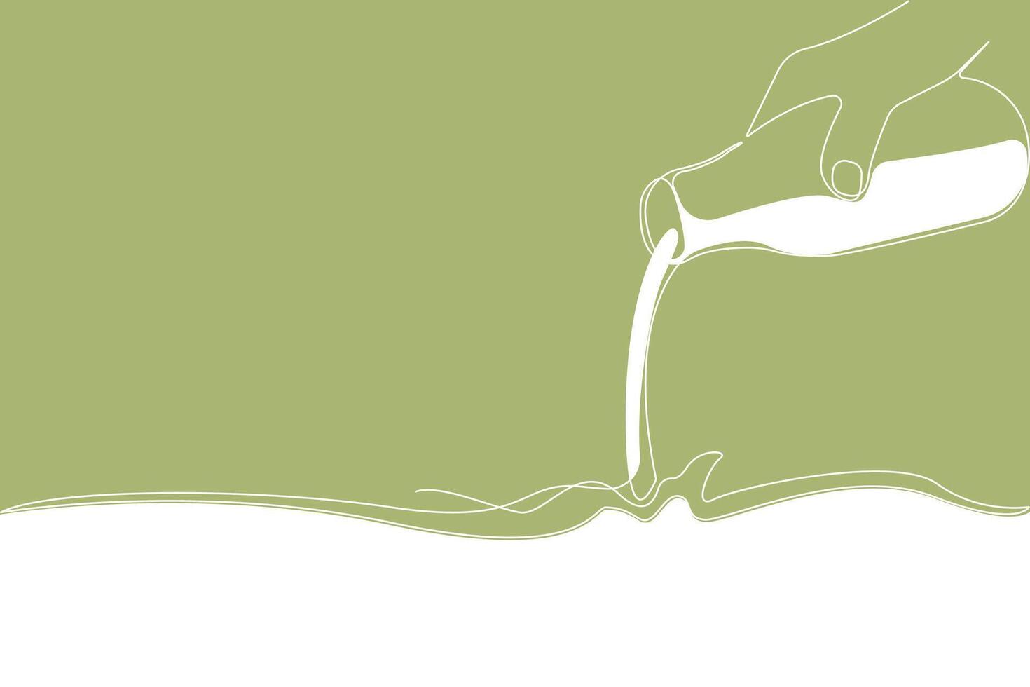 Hand pouring milk from bottle line art background. Milk splash concept background. vector