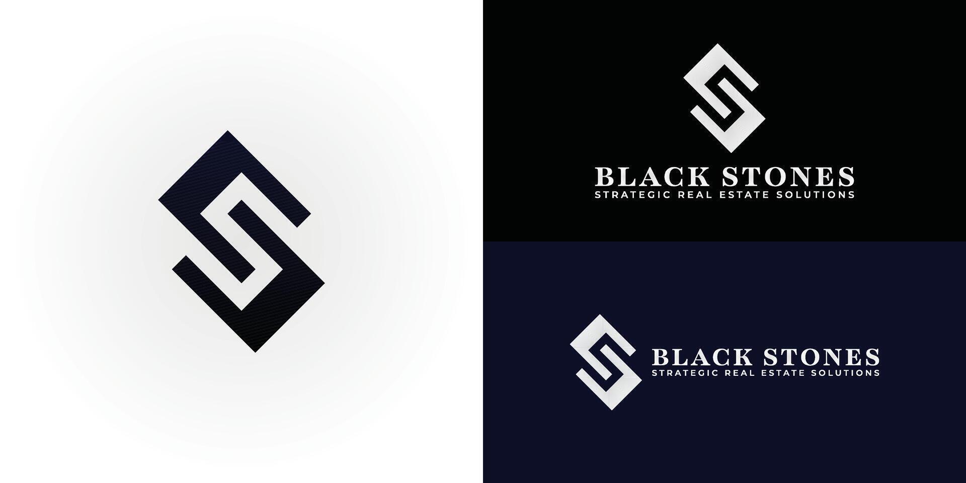 The sophisticated logo design features the initials BS elegantly intertwined, creating a unique striking symbol. The logo is ideal for real estate investment companies and property developers. vector