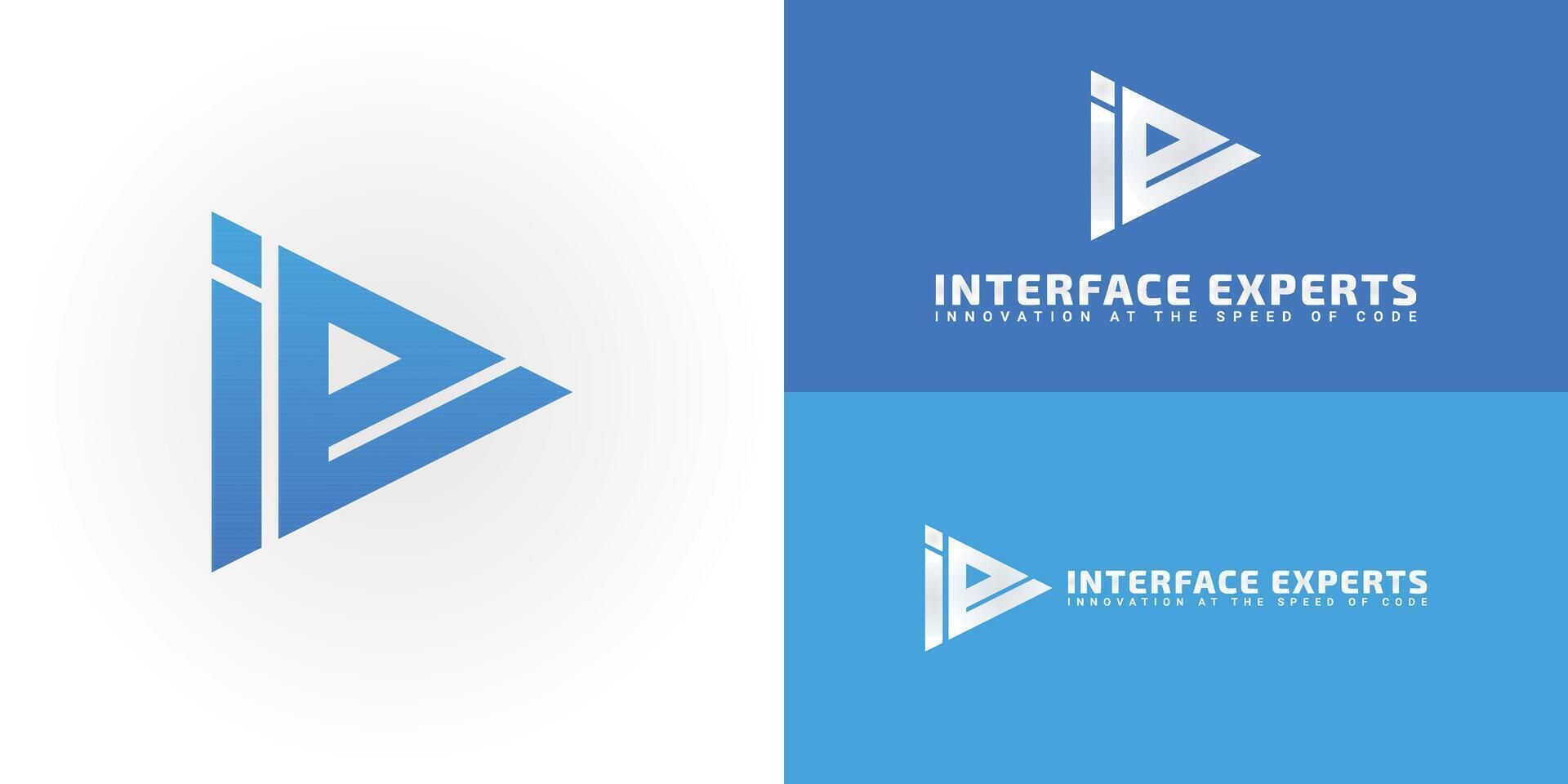 The dynamic logo design features the initials IE seamlessly integrated into a modern and geometric form. The logo is ideal for tech companies, software developers, and app creators. vector