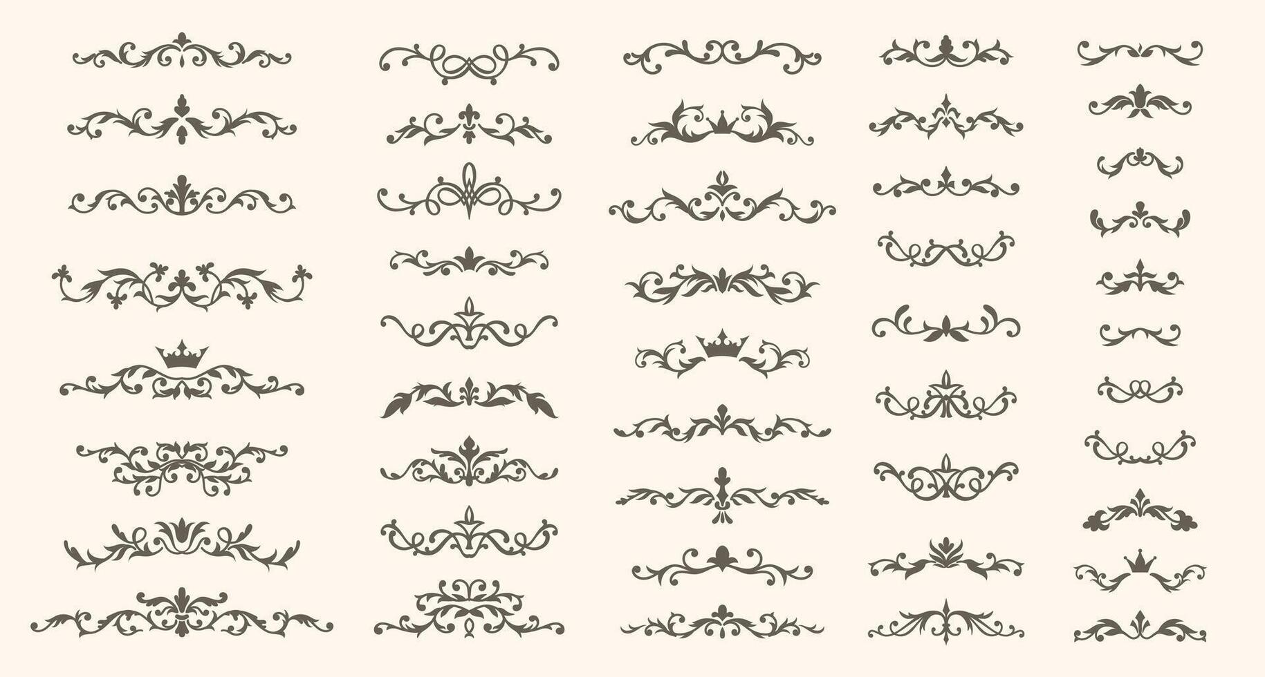 A set of text separators, elegant horizontal borders vector