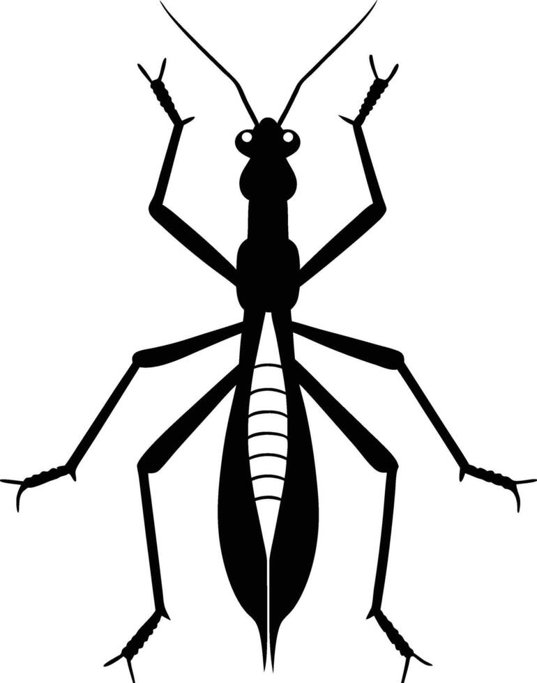 Stick insect silhouette illustration vector
