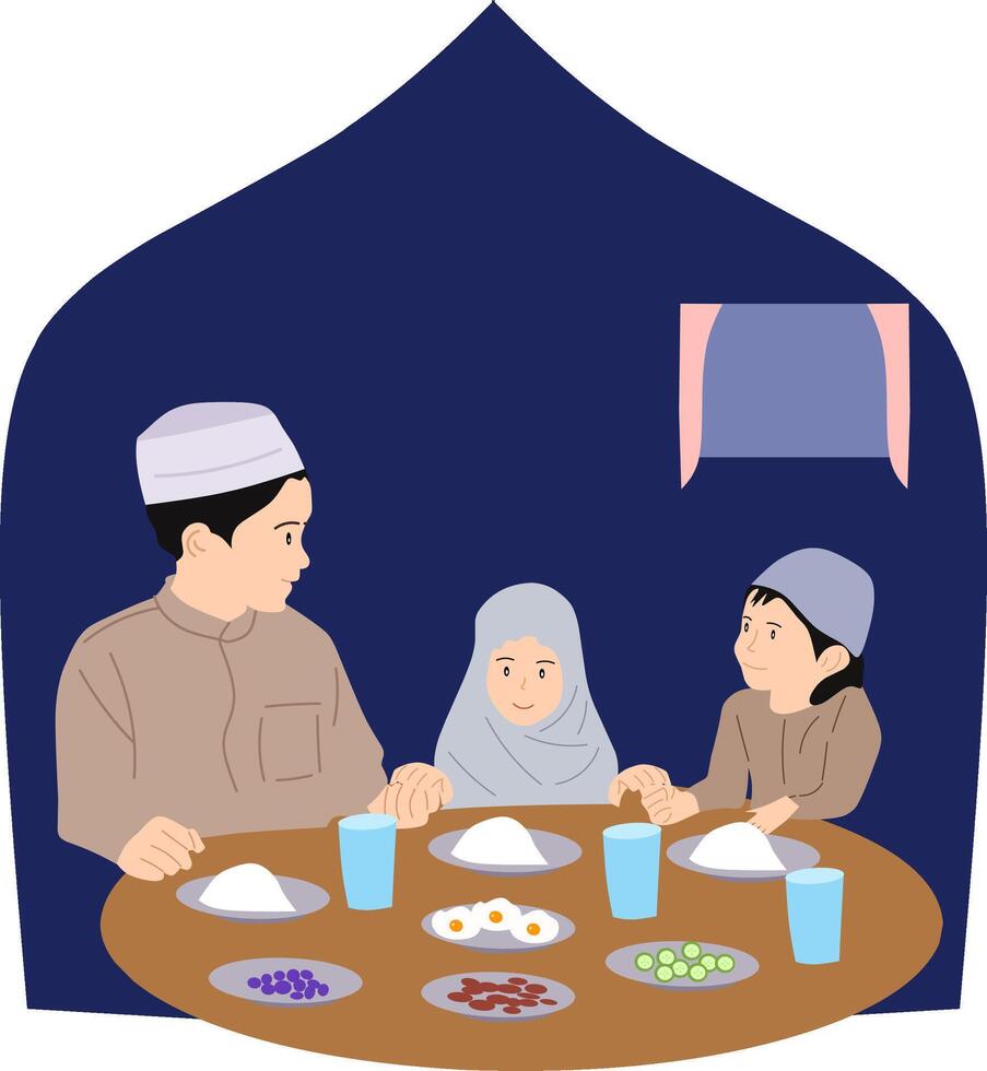 Iftar with family clipart vector