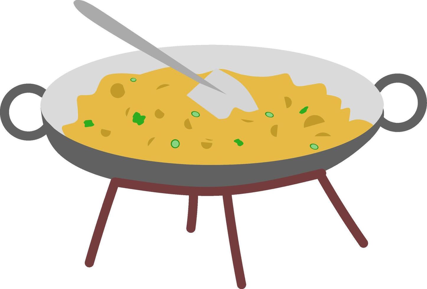 Fried rice in a frying pan clipart drawing vector
