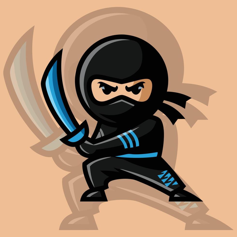 Ninja warrior logo mascot design vector