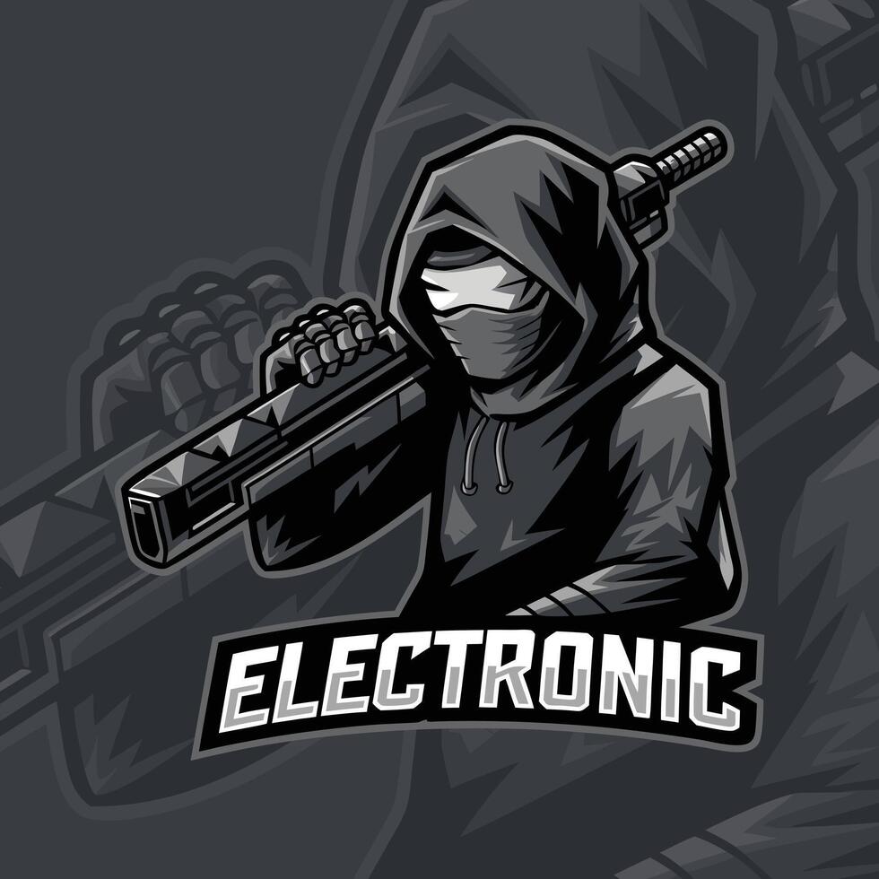 Awesome Ninja Mascot Design Logo vector