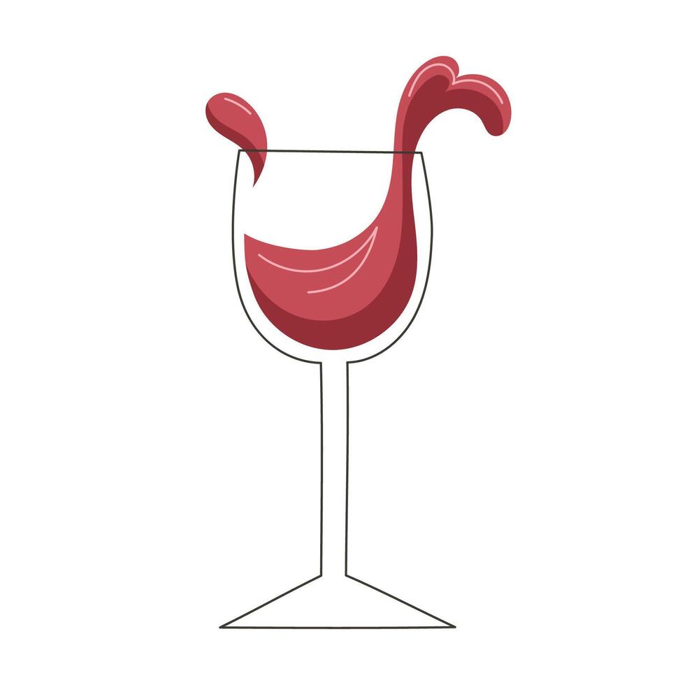 Elegant Glass of Red Wine with Rich Deep Color and Smooth Texture vector