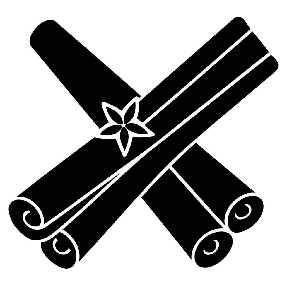 Cinnamon black silhouette spice art vector