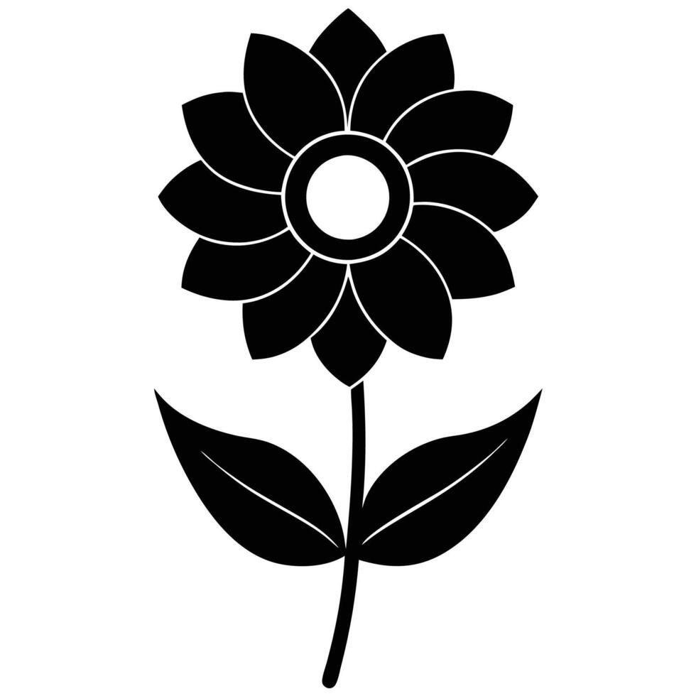 Flower black silhouette art design vector