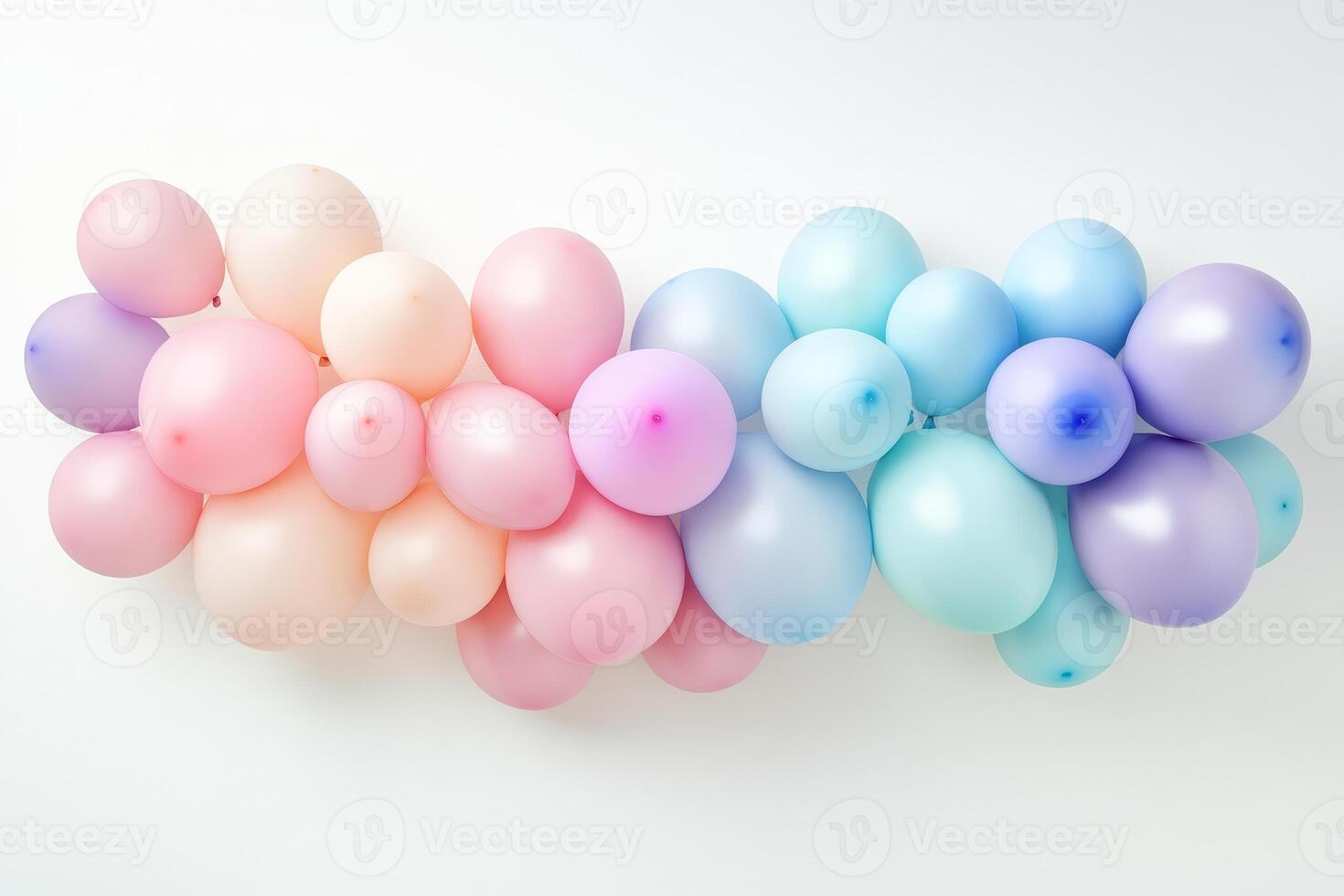 A long line of balloons in a rainbow of colors photo