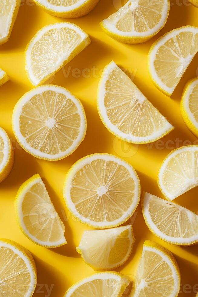 A close up of a yellow lemon with a slice missing photo