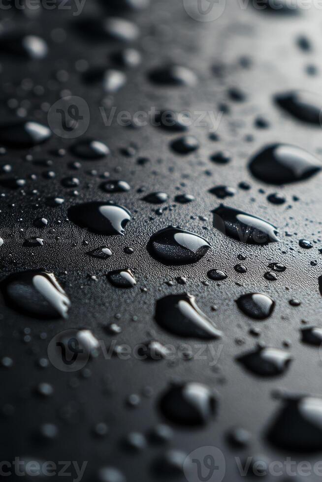 A close up of water droplets on a surface photo